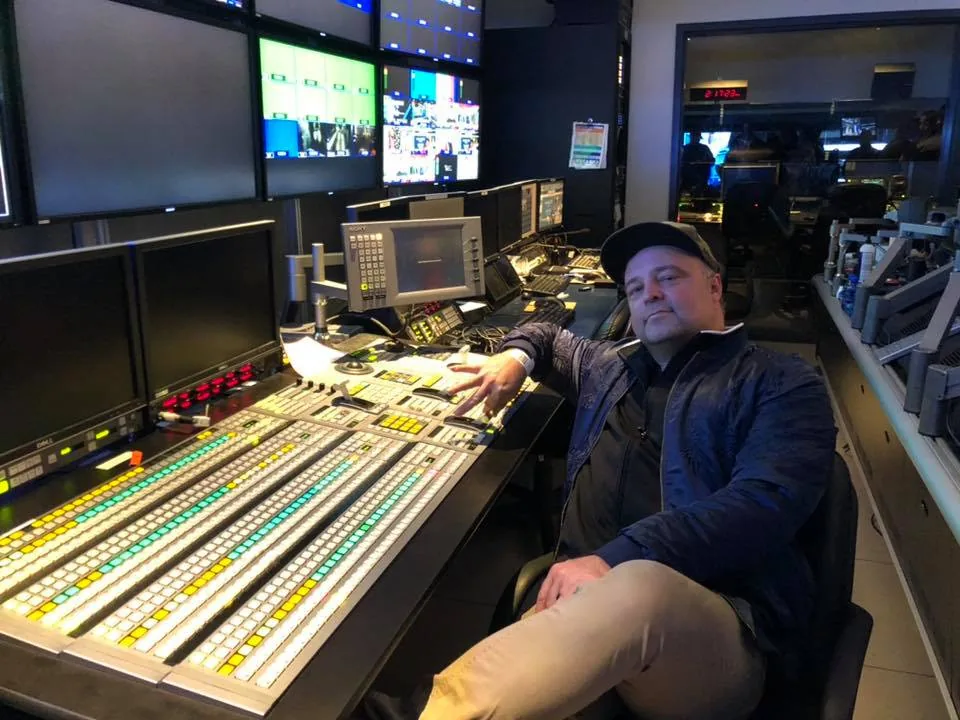 Ryan Trenhaile at a broadcast control room switcher