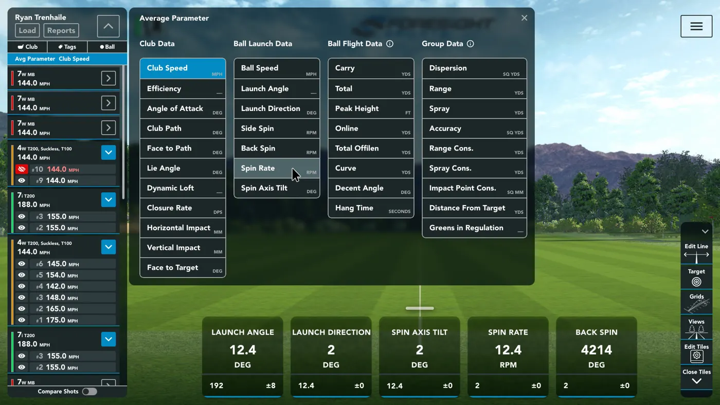 Foresight Sports software interface